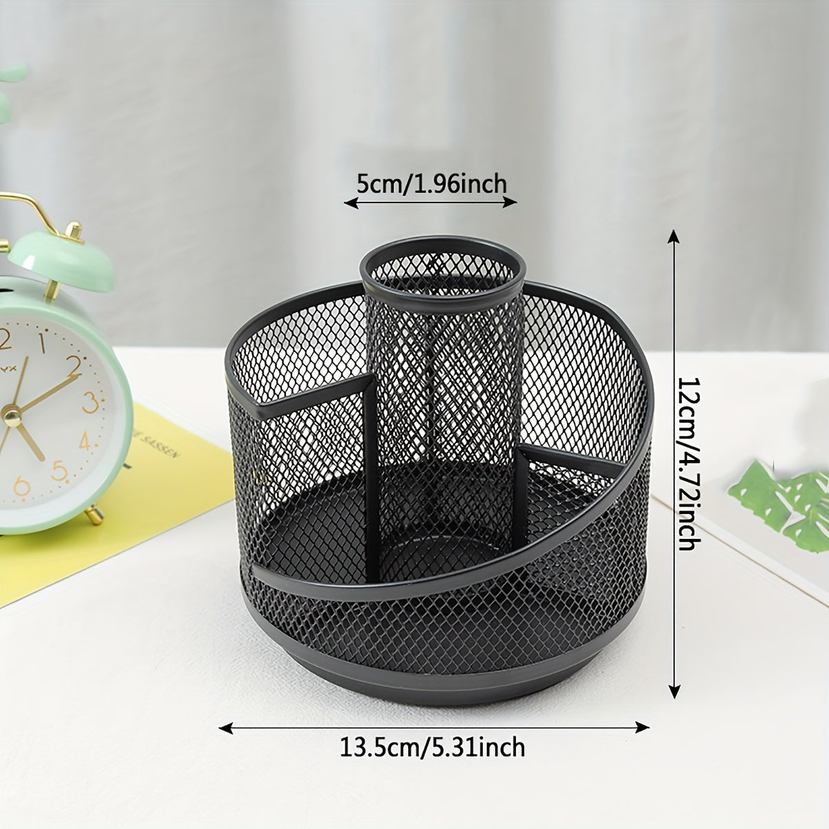 Metal Iron Rotating Pen Holder Desktop Storage Box