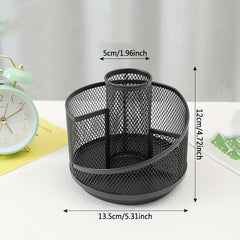 Metal Iron Rotating Pen Holder Desktop Storage Box