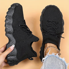 Women's Platform Sock Sneakers Low Top Sports Shoes Lace Up Running Shoes