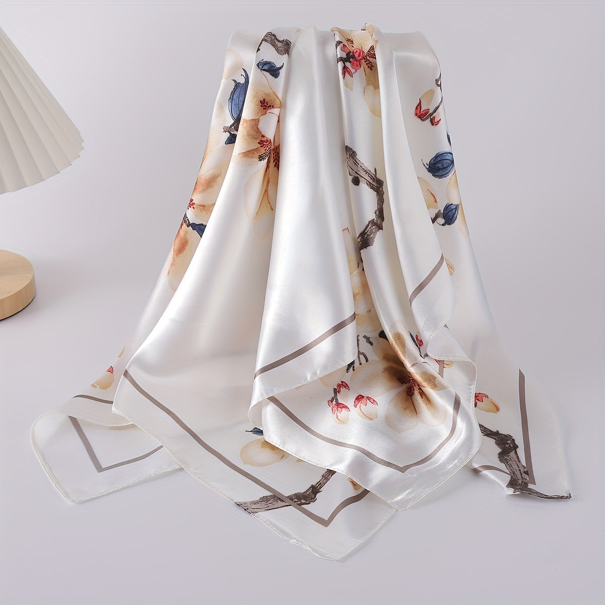 Sailboat Print Bandana Shawl Silk Satin Square Scarf Head Wrap