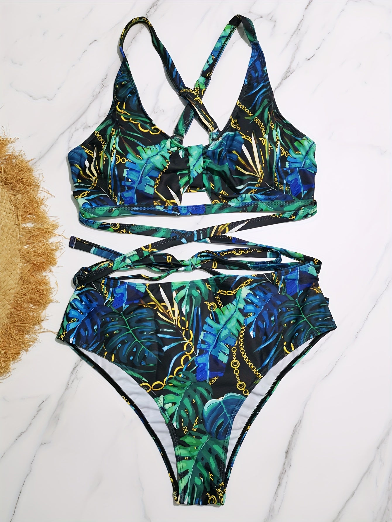 Self-tie Bra & Panty Swimsuit Two Piece Set