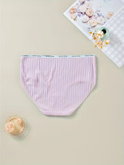 3 Pack Plus Size Panties Set Women's Plus Ribbed Knit High Waisted Briefs