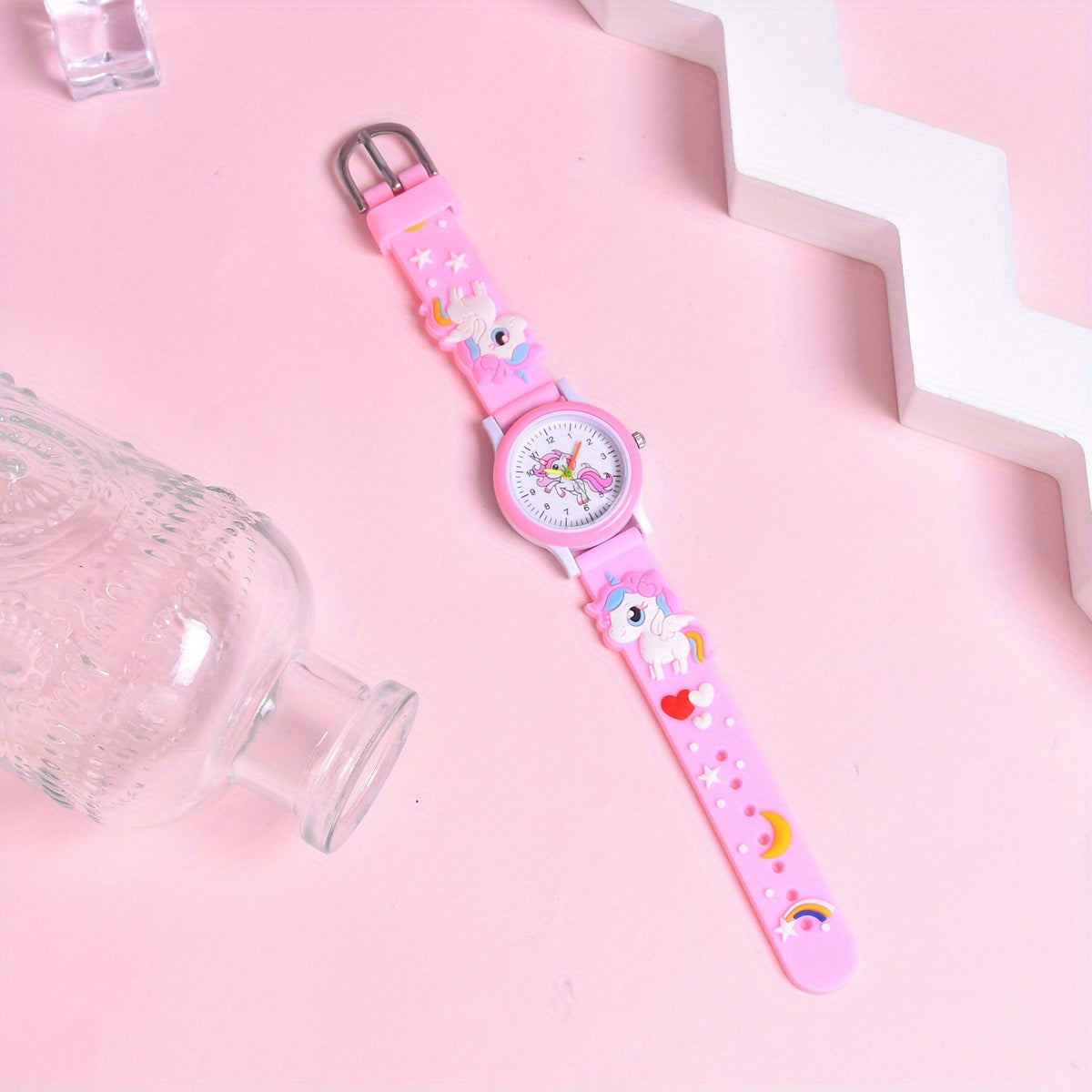 Kids 3D Cartoon Quartz Watch Silicone Strap Plastic Case Gift