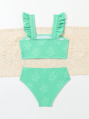 2pcs Toddler Girls Ruffle Bathing Suit Set - Summer Beach Vacation