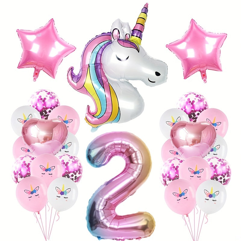21pcs Unicorn Birthday Number Balloons - Make Your Party Magical