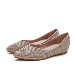 Women's Studded Pointed Toe Flat Shoes Slip On Comfort Ballet Flats