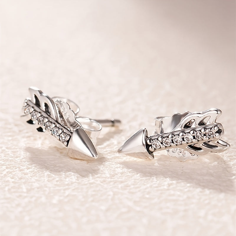 Zircon Girl Earrings Platinum Rose Hollow Clover Round Square
