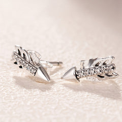 Zircon Girl Earrings Platinum Rose Hollow Clover Round Square