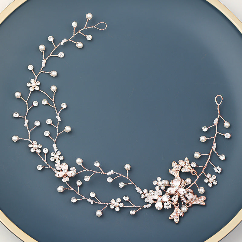 Silver Flower Bridal Hair Vine Rhinestone Wedding Headpiece