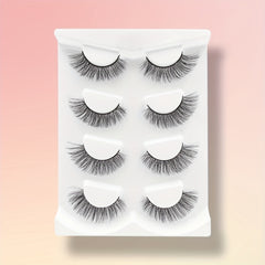 4 Pairs Natural 3D Silk False Eyelashes Lightweight Wispy Reusable Lashes