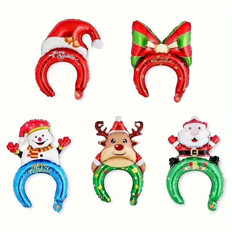 5pcs Christmas Party Dress Up Headwear Hairband Balloon Set Decoration