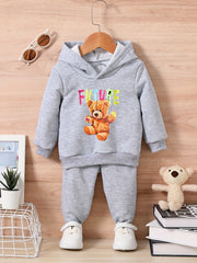 Bear Toy & FUTURE Print Baby Sweatshirt Trousers Set