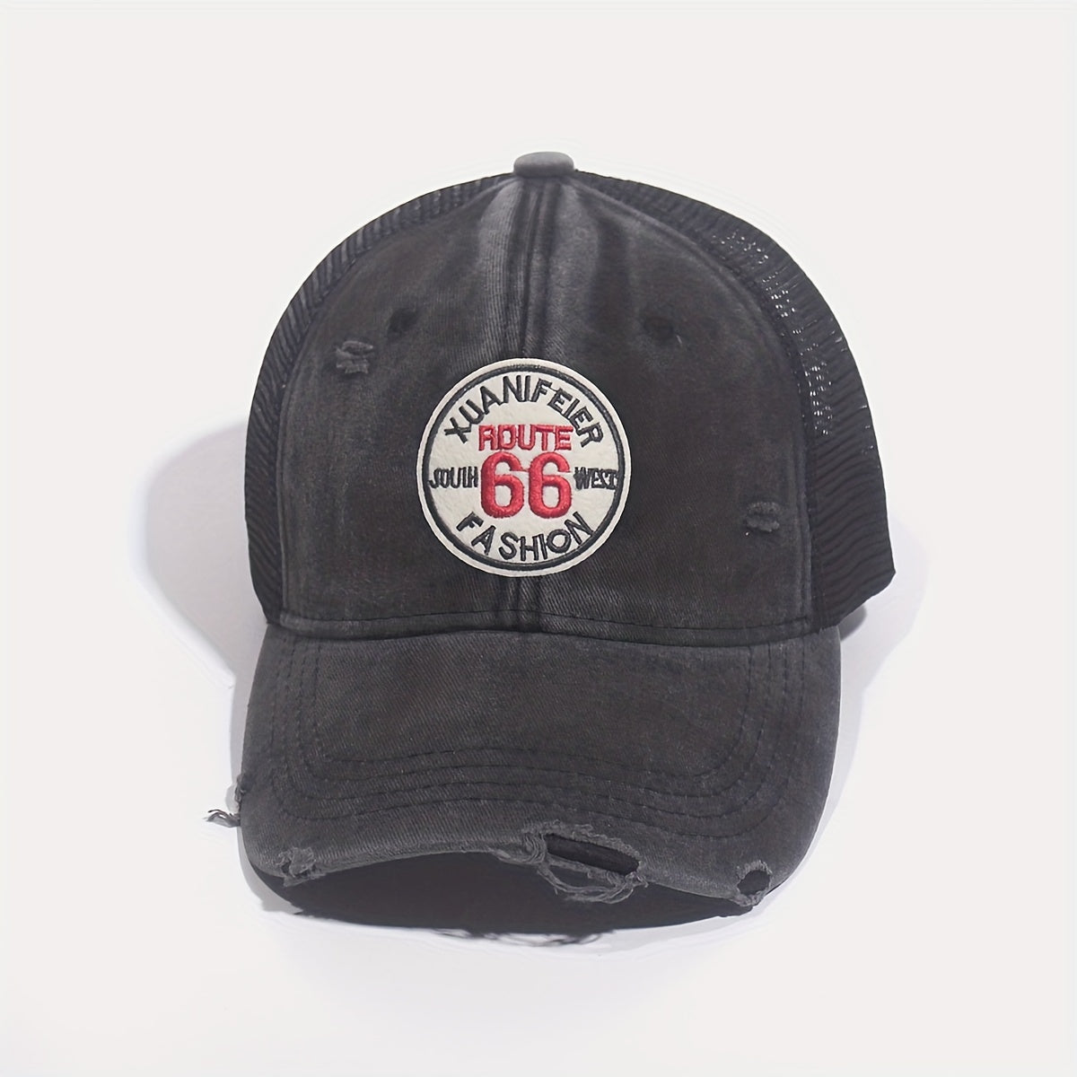 66ROUTE Patch Baseball Cap Mesh Cap Sun Hat