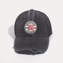 66ROUTE Patch Baseball Cap Mesh Cap Sun Hat