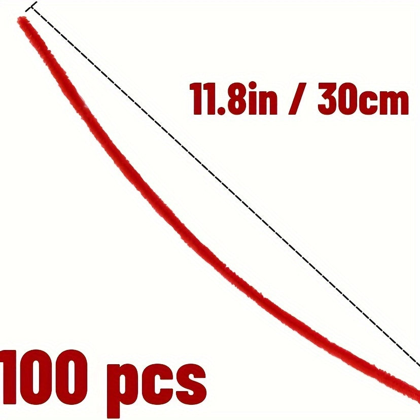 300pcs Red Chenille Rod Tube Cleaner Set for DIY Craft Art Decoration