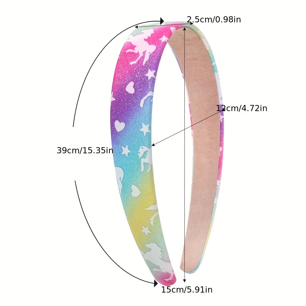 Y2K Gradient Headband Rainbow Glitter Unicorn Hair Band