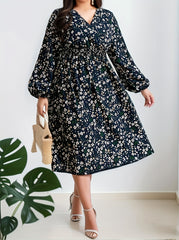 Ditsy Floral Lantern Sleeve Maxi Dress