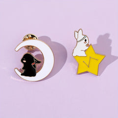 Star Moon Bunny Brooch Pin Set