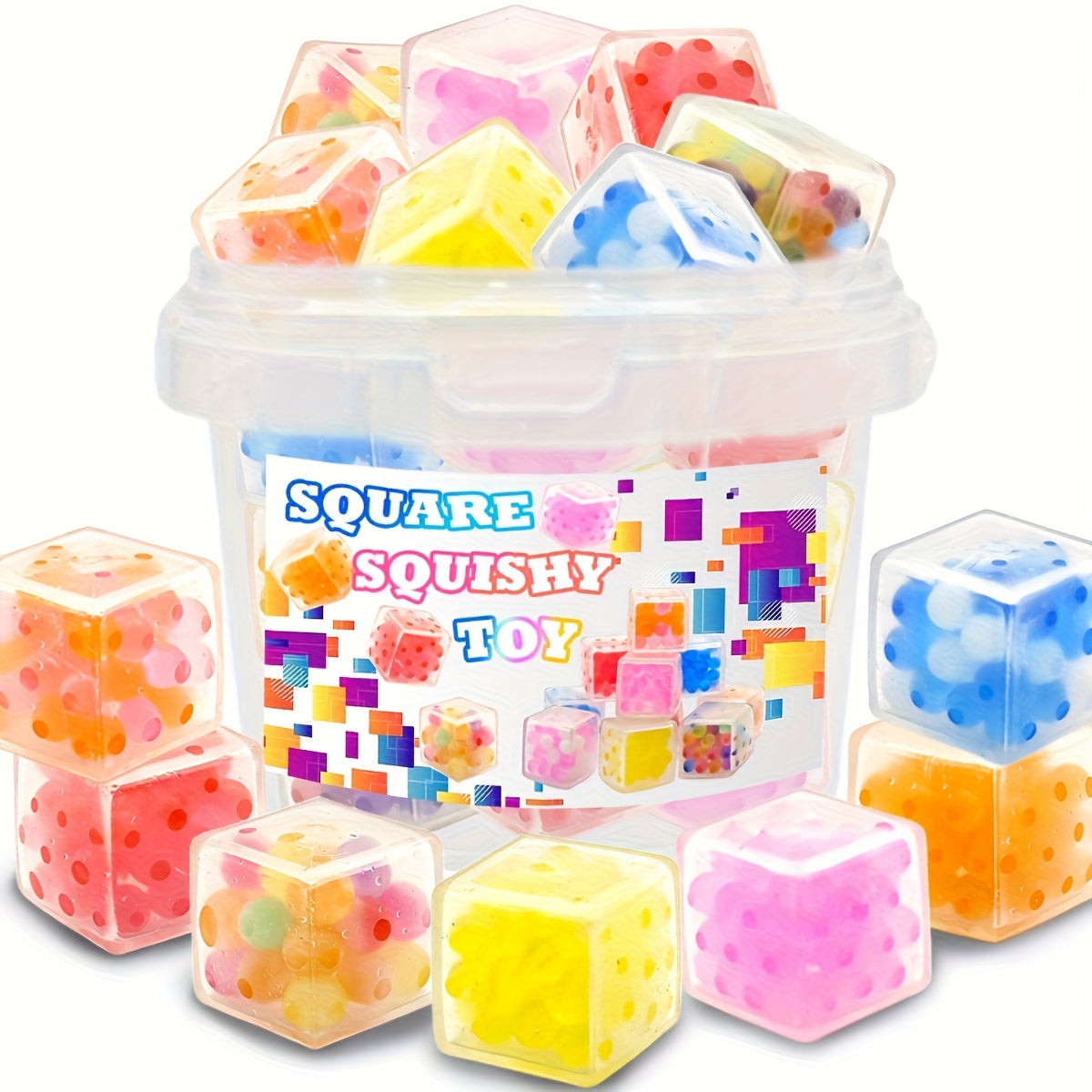16pcs Multicolor Squishy Cube Pinch Balls Fidget Toys Sensory Relax