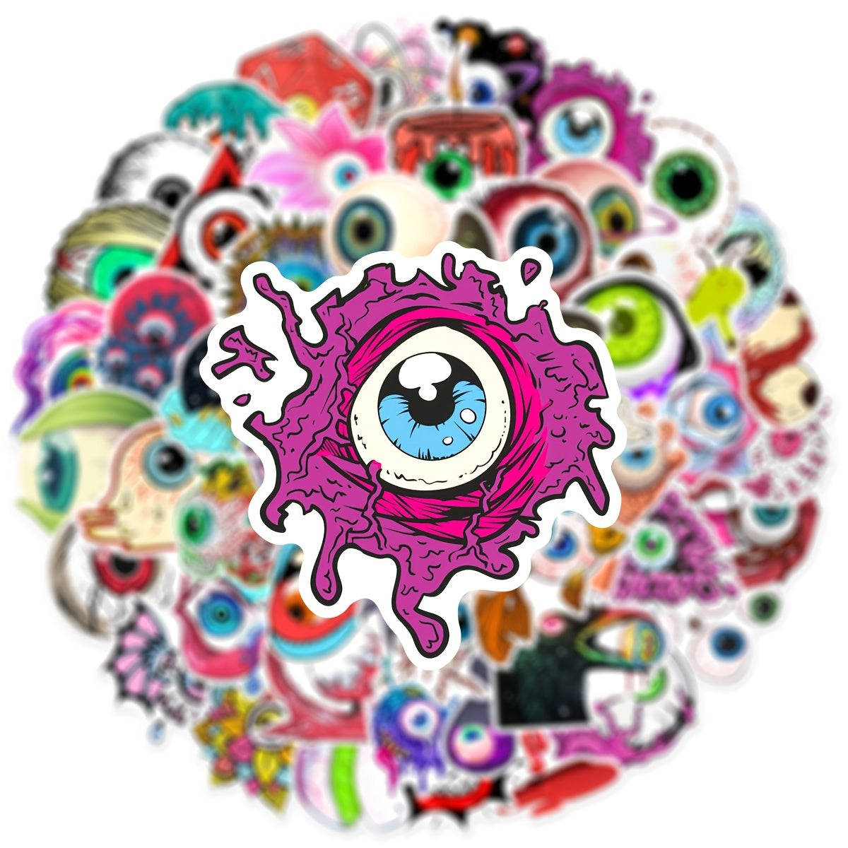 60pcs Horror Eyeball Doodle Stickers Waterproof DIY Creative Toy