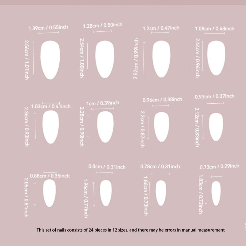 24pcs Water Splashing Cherry False Nails w/ Shell Patterned Stickers