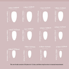 24pcs Water Splashing Cherry False Nails w/ Shell Patterned Stickers