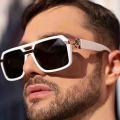 Square Frame Men's Sunglasses with Glasses Case