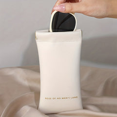 Slogan Graphic Glasses Bag PU Leather Waterproof Sunglasses Storage Pouch