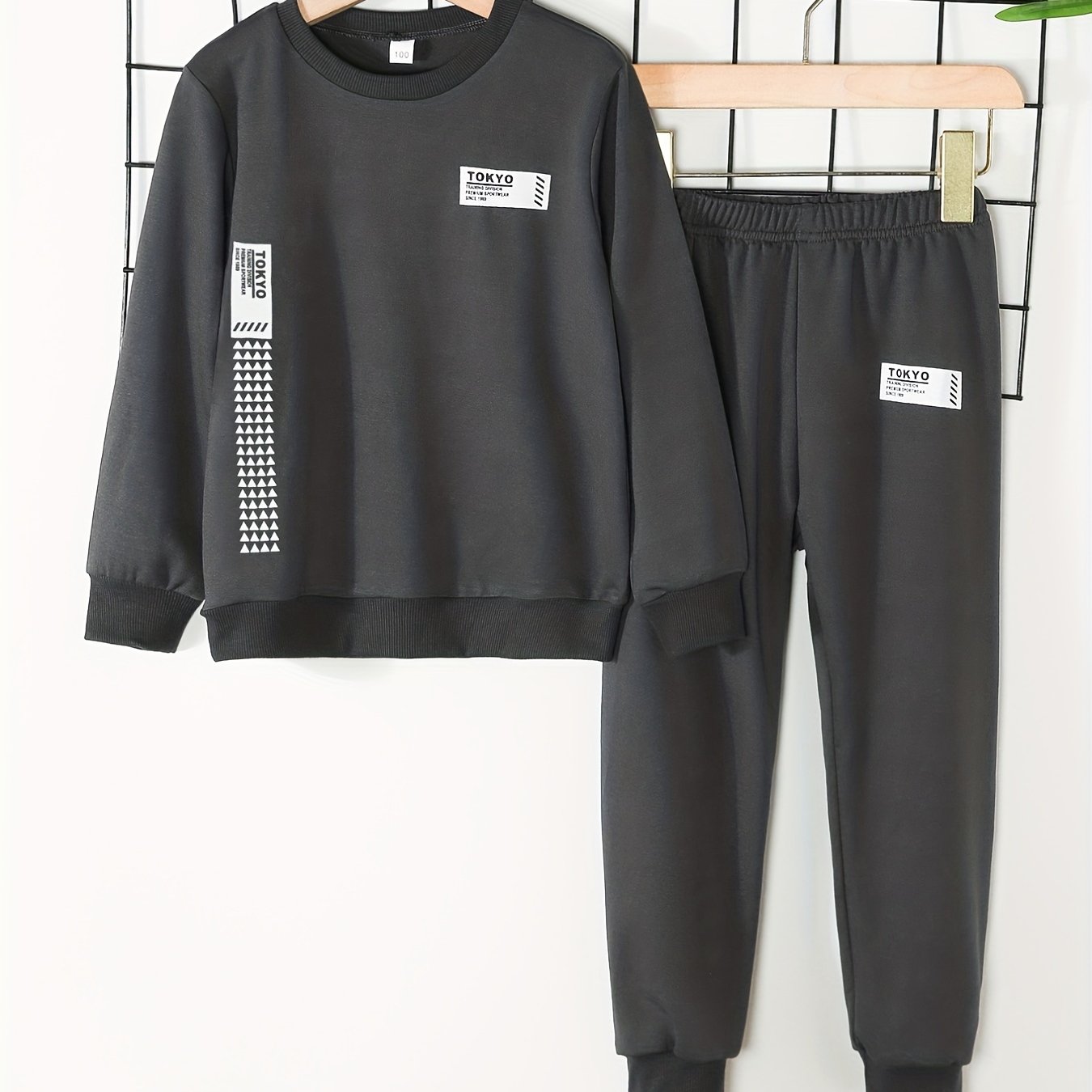Boy's 2pcs Sweatshirt & Sweatpants Set TOKYO Print Long Sleeve Top