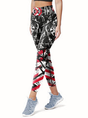 Graffiti Print High Waist Yoga Pants Slim Fit Leggings