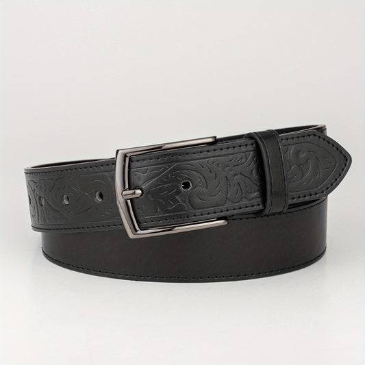 High End Embossed Sports Square Casual Belt PU Men's Leather Belt