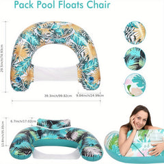 Inflatable Pool Chair Lounge for Adults with Cup Holder & Backrest