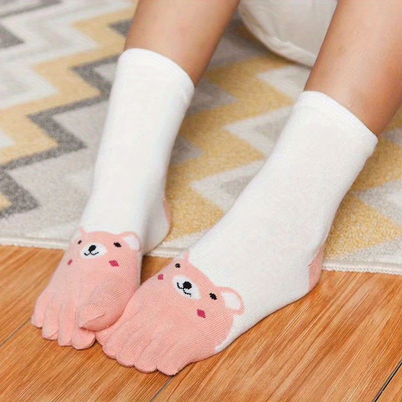 Kids 5 Toe Socks Breathable Deodorant All Seasons Split Toe Heel Protectio