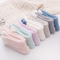 7 Pairs Colorblock Fuzzy Socks Warm Mid Tube Women's Stockings