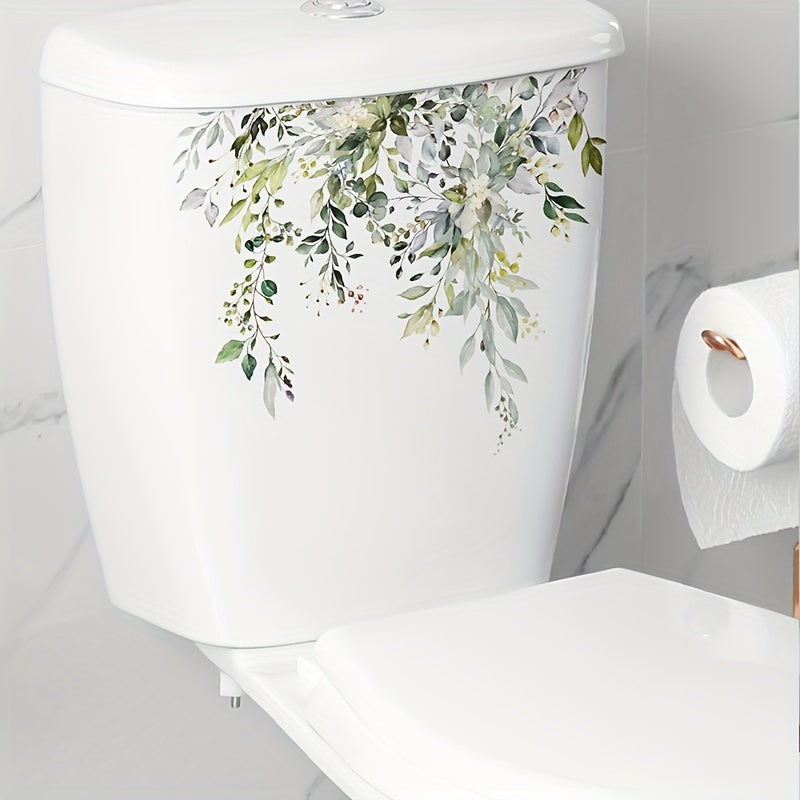 2pcs Plant Toilet Stickers Vinyl Waterproof Decorative Bathroom Decal