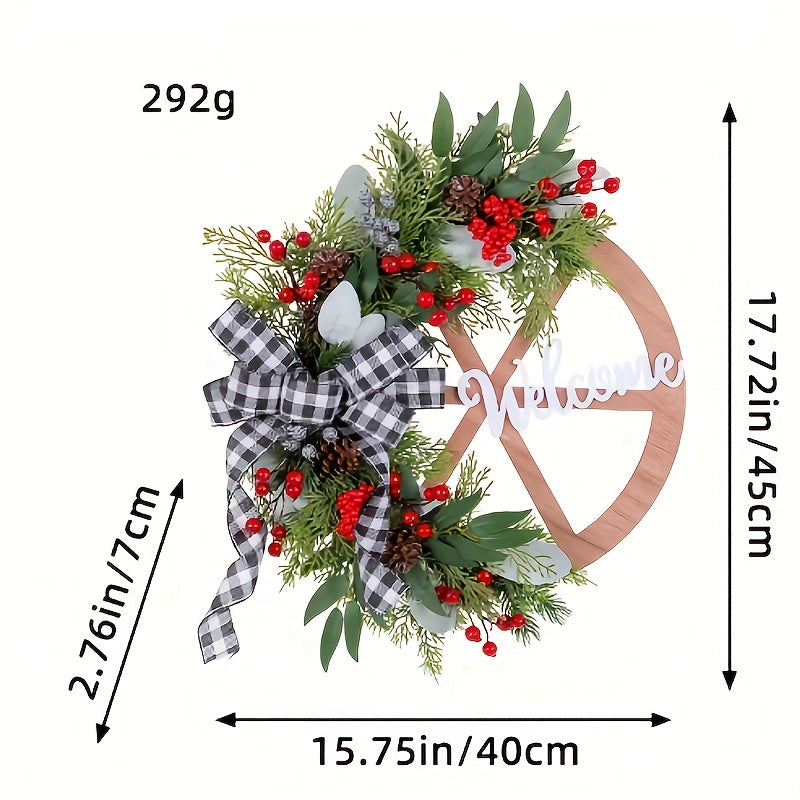 Christmas Bowknot Wheel Garland Flower Door Window Arrangement