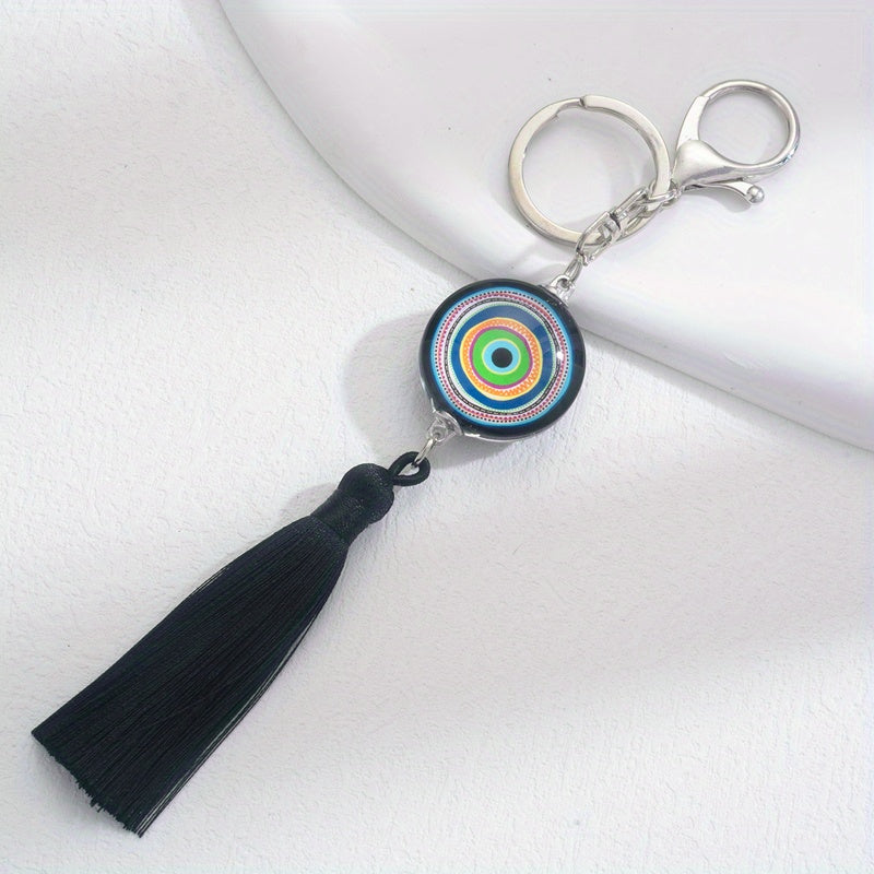 Devil's Eye Tassel Pendant Keychain For Girls Car Key Ring Mobile Phone