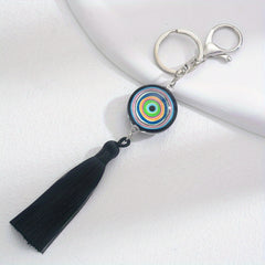 Devil's Eye Tassel Pendant Keychain For Girls Car Key Ring Mobile Phone