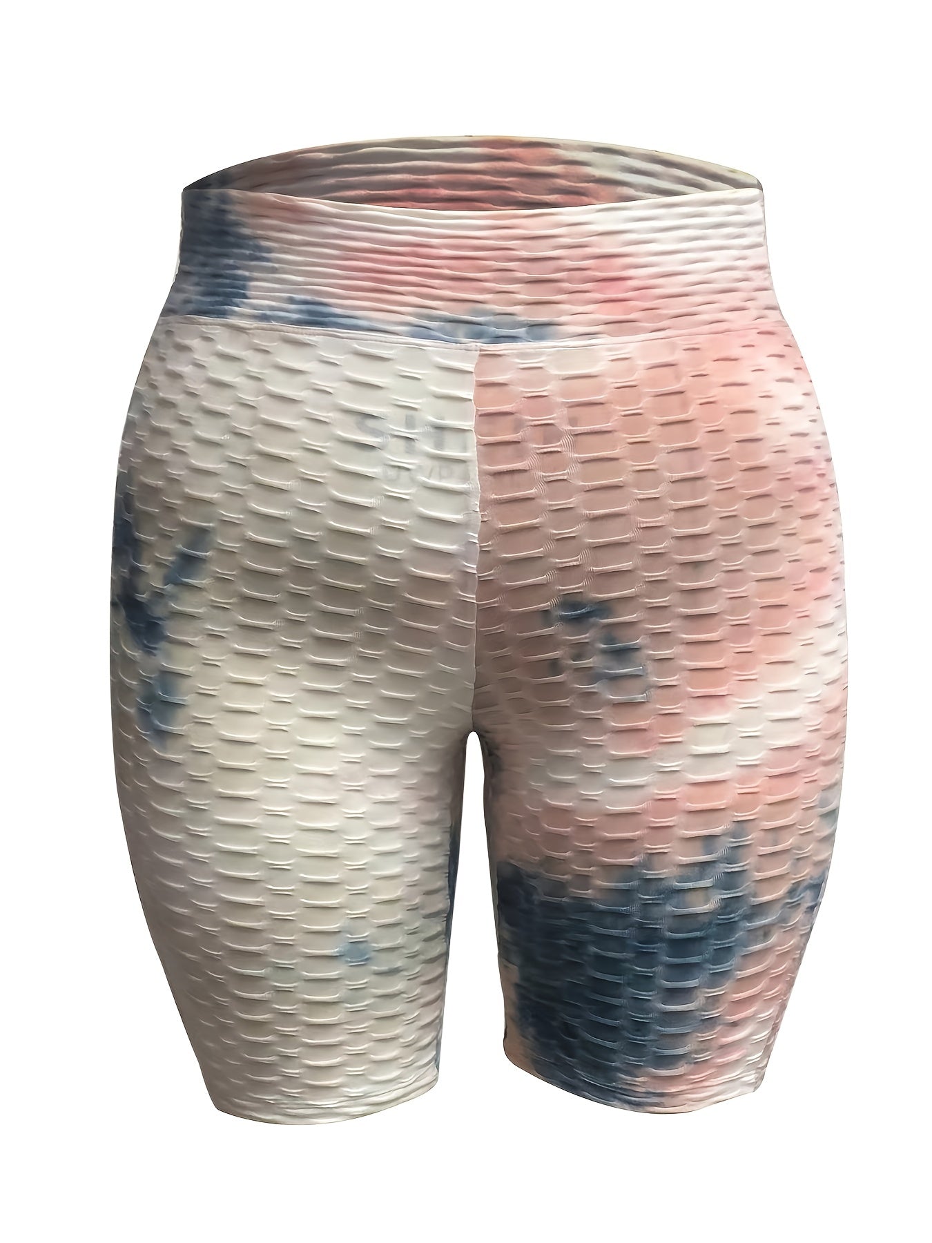 Tie Dye Honeycomb Textured High Rise Skinny Shorts