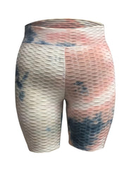 Tie Dye Honeycomb Textured High Rise Skinny Shorts