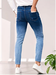 Mens Slim Fit Jeans Medium Stretch Street Style Denim Pants