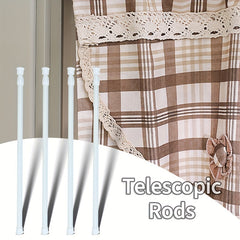 1pc Spring Loaded Curtain Rod Extendable Telescopic Tension Pole Shower Rail