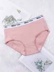 6pcs Letter Tape Ribbed Briefs Women's Lingerie
