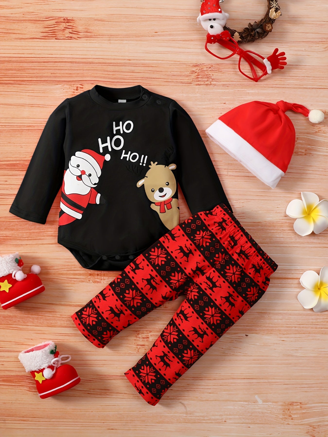 Newborn Baby Christmas Cartoon 3pcs Set