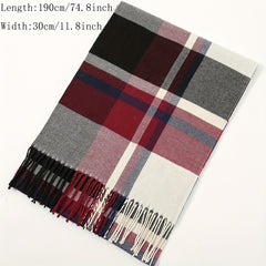 Men's Casual Geometric Plaid Tassel Scarf