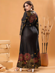 Floral Print Long Sleeve Maxi Dress With Belt