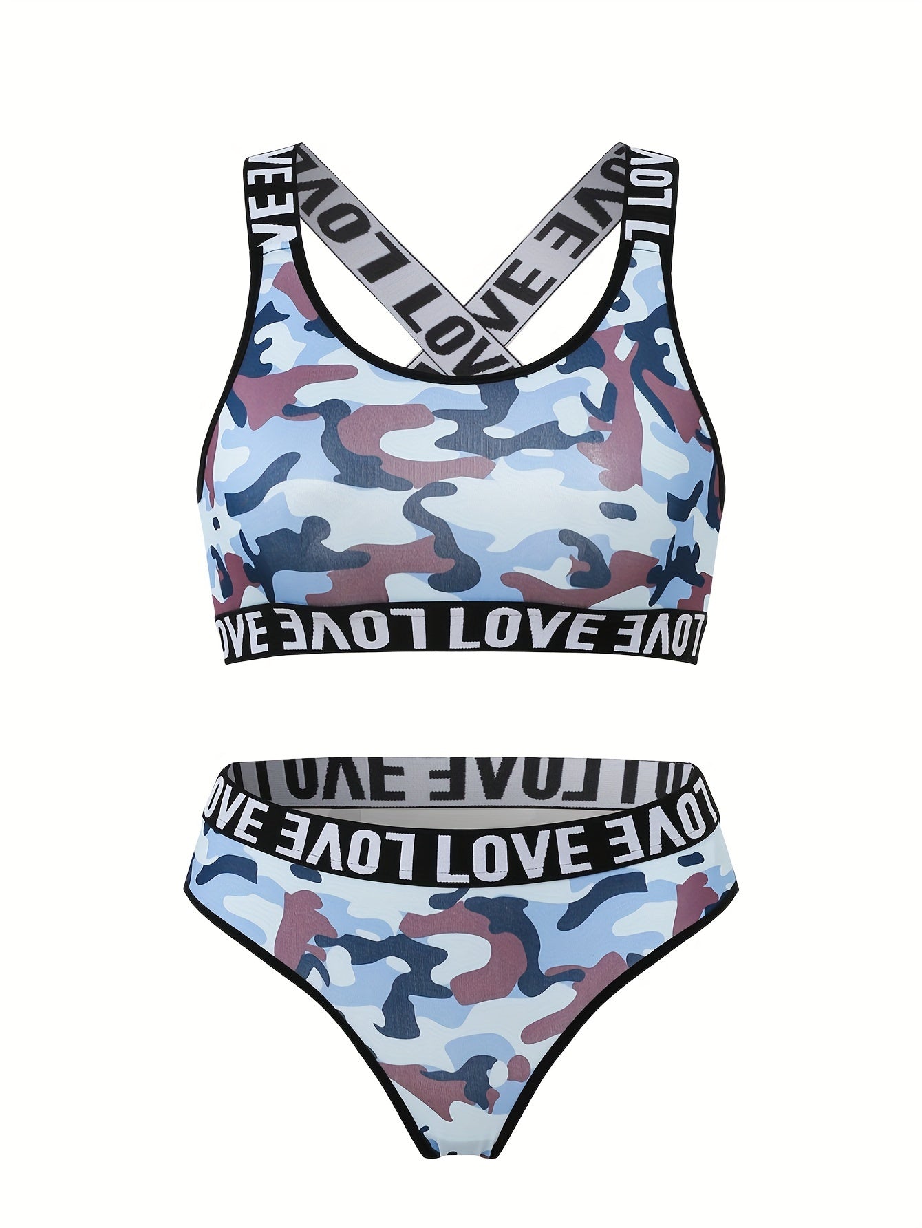 Criss Cross Back Bra & Panties Set Women's Lingerie
