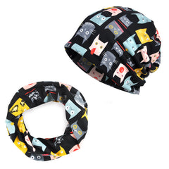 Cat Pattern Womens Beanie Hat Slouchy Turban Headwear Girls Her Valentines