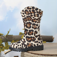 Girls Animal Print Zipper Boots for Fall and Winter