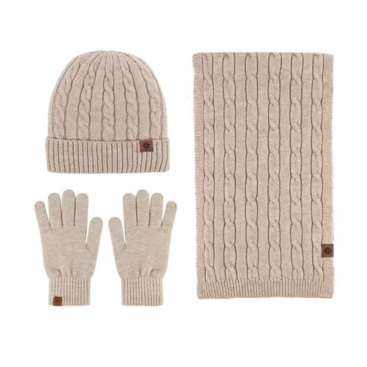 Alpaca Fleece Knitted Hat Scarf Gloves Set for Men Women
